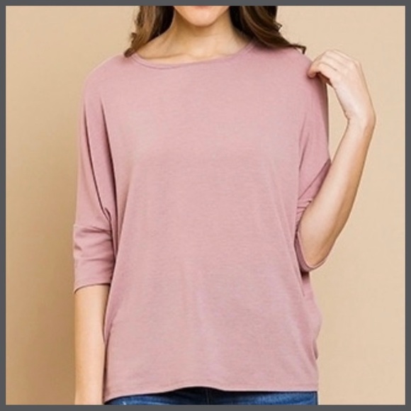 BNWT Umgee 3/4 Sleeve Top w/Tulip back & Drop Shoulders - Picture 3 of 11